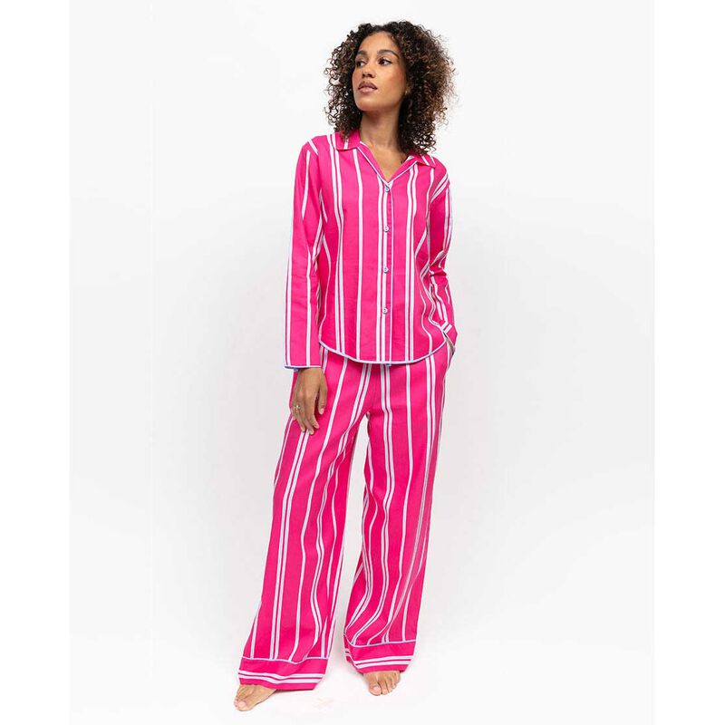 Cyberjammies Chloe Pink Printed Stripe Wide Leg Pyjama Bottoms image number 2